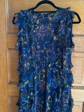 Ted Baker London Floral Ruffle Midi Dress Size 4